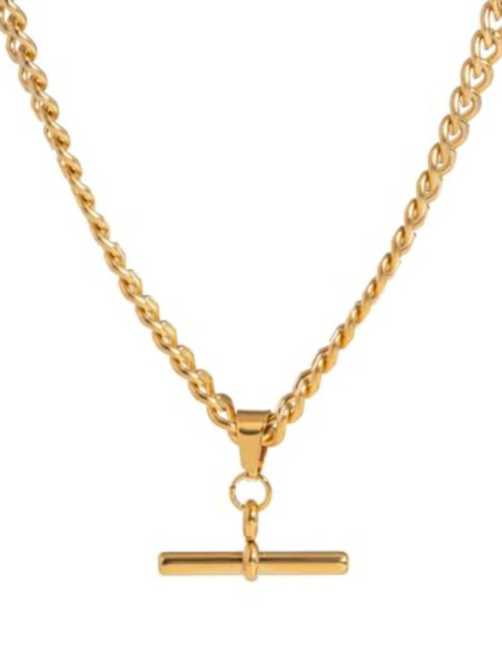 Bar Pendant Necklace for Women Men Simple Stainless Steel Cuban Link Curb Chain